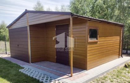 Blechgarage 6x6m Metallgarage Gartenhaus in Holzoptik Walnussholz ID204