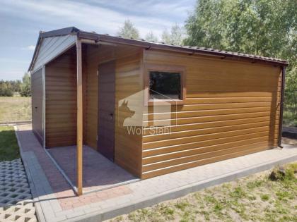 Blechgarage 6x6m Metallgarage Gartenhaus in Holzoptik Walnussholz ID204