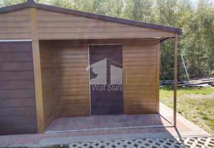 Blechgarage 6x6m Metallgarage Gartenhaus in Holzoptik Walnussholz ID204