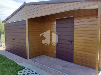 Blechgarage 6x6m Metallgarage Gartenhaus in Holzoptik Walnussholz ID204