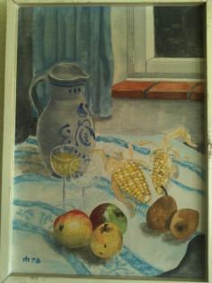 Bild - Esstisch mit Früchten - wunderschön gemaltes Bild - siehe Bild
